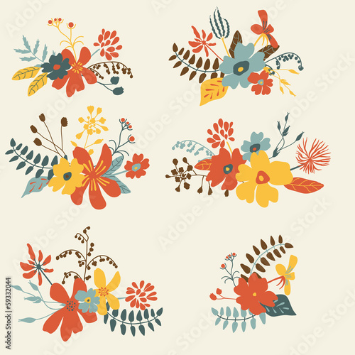 Set of six graphic floral design