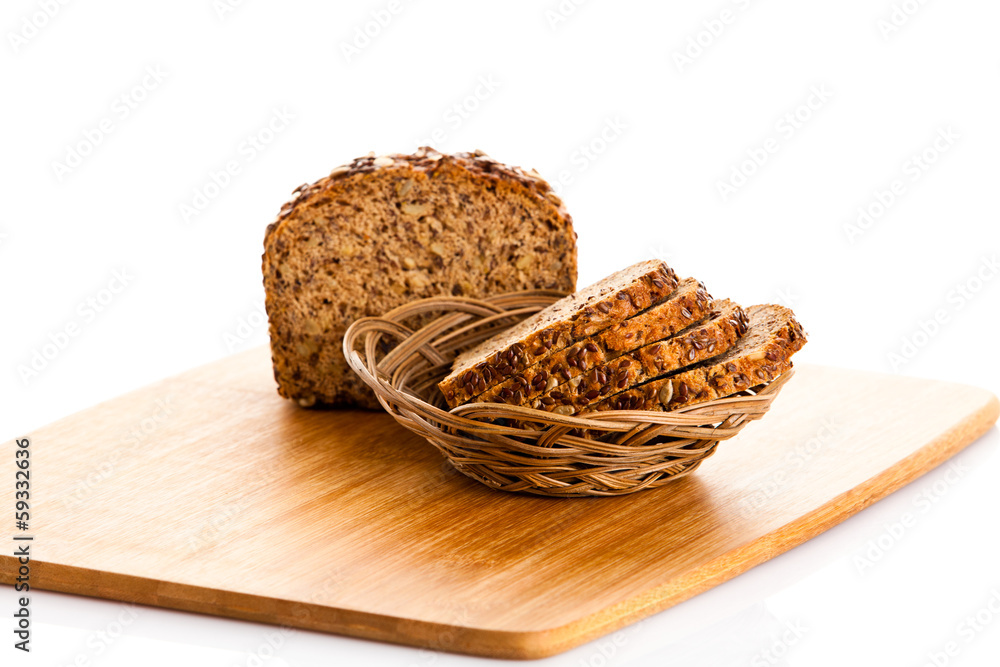  Brown seed biobread isolated on white background