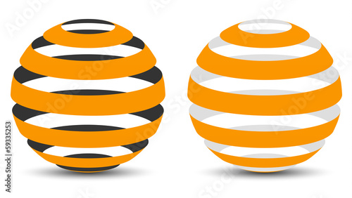 3d logo - ball of orange strips, two variants