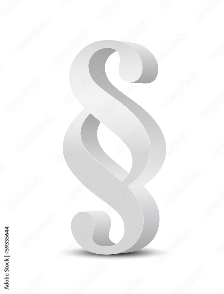 Weißes Paragraphenzeichen in 3D Weißes Paragraphenzeichen in 3D