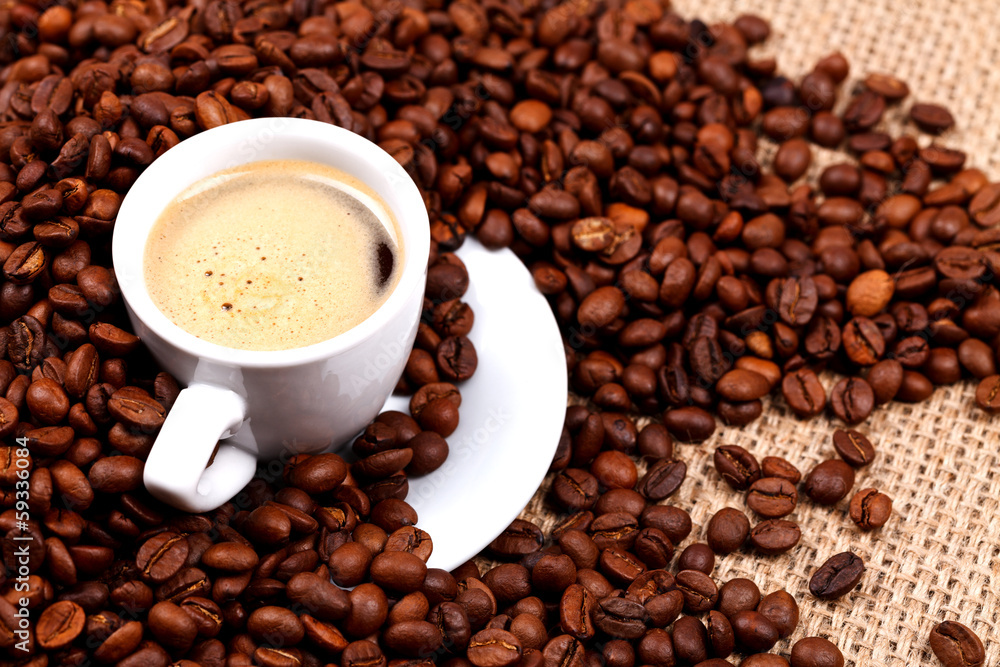 Fresh coffee and beans Fresh coffee and beans
