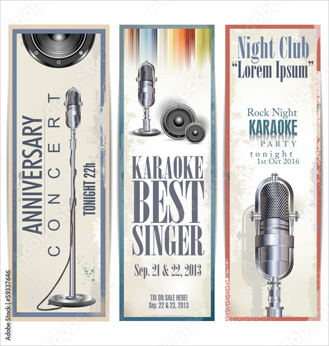 Karaoke party banner, set