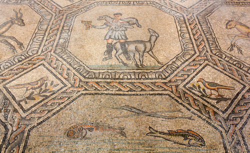 Ancient Floor Mosaic in the Basilica of Aquileia  Italy