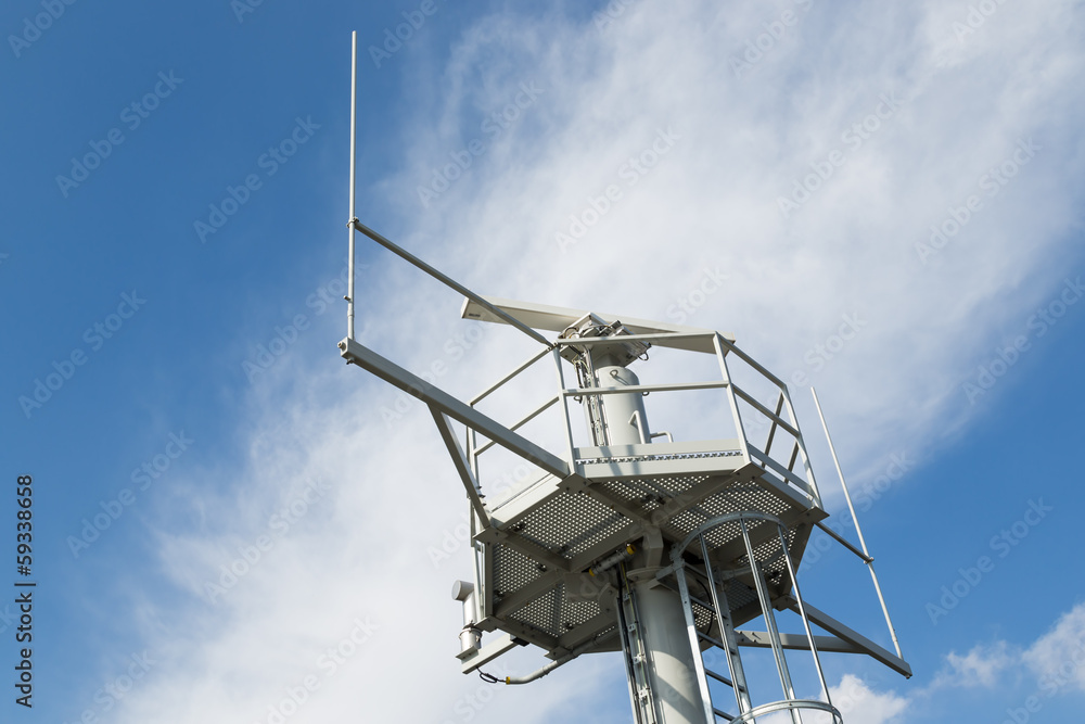 Iron tower with radar and radio communication equipment