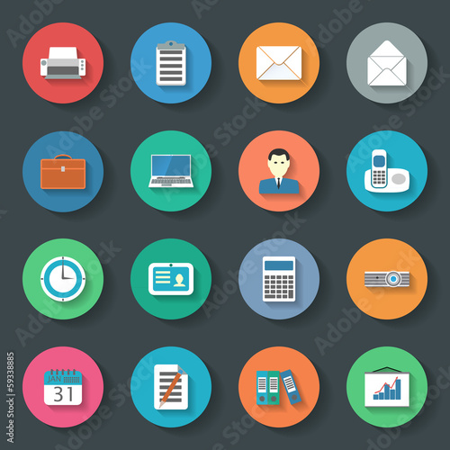 Office flat icons set