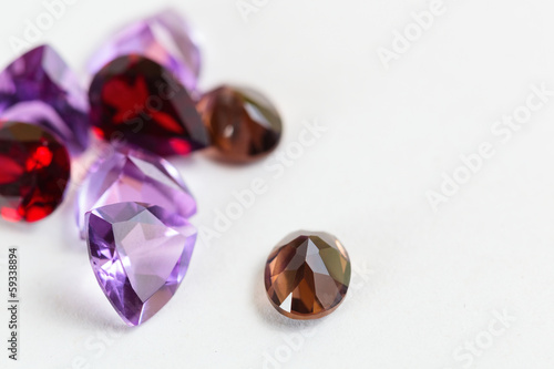 Colorful gemstones with amethyst stone