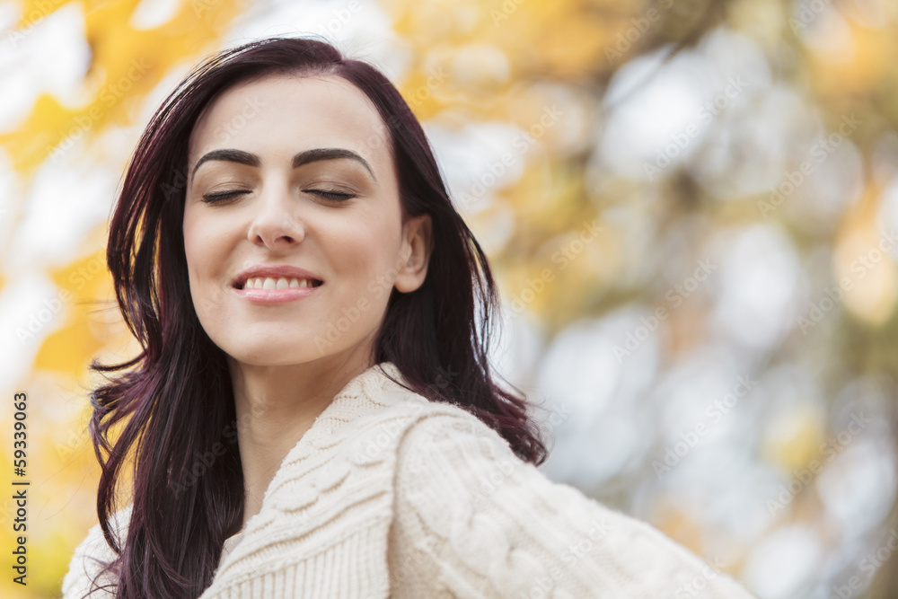 Young woman in the autumn forest Young woman in the autumn forest