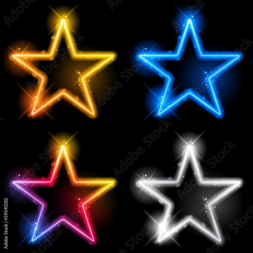 Glowing Neon Stars Set of Four
