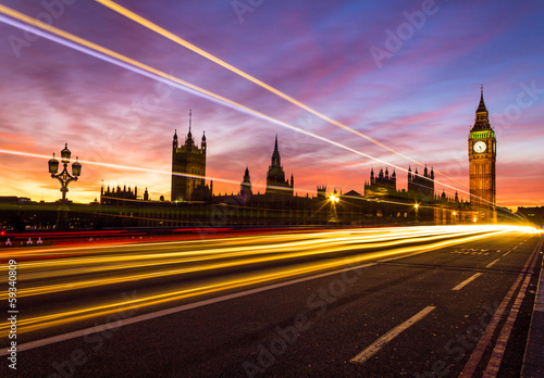 Westminster and light trail