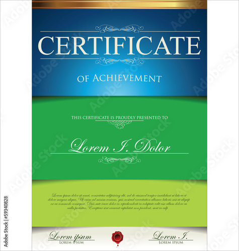 Green and blue certificate template