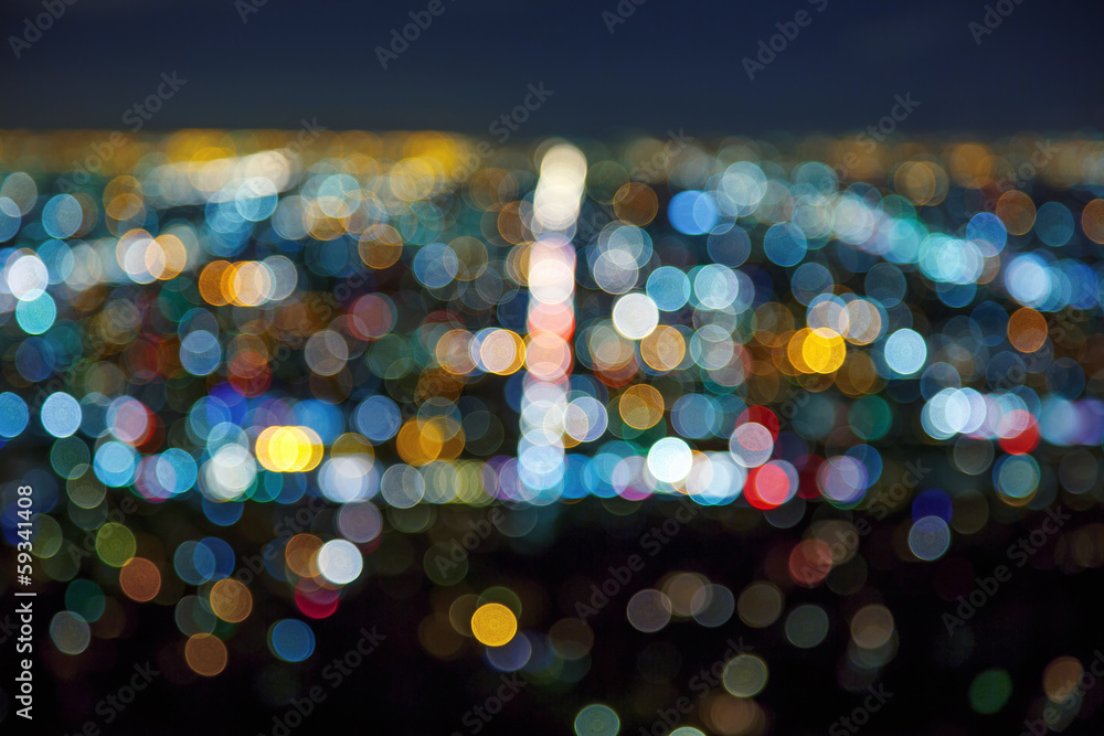 Obraz premium Los Angeles cityscape at night bokeh blur background