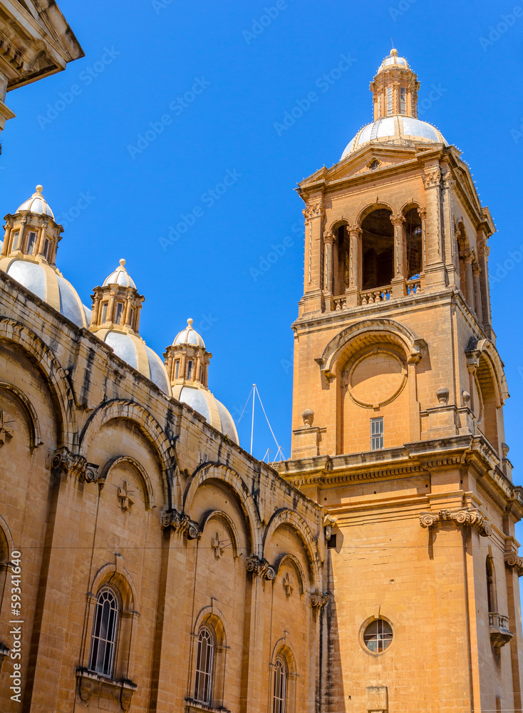 Tower of the Paola parish church, largest in maltese islands