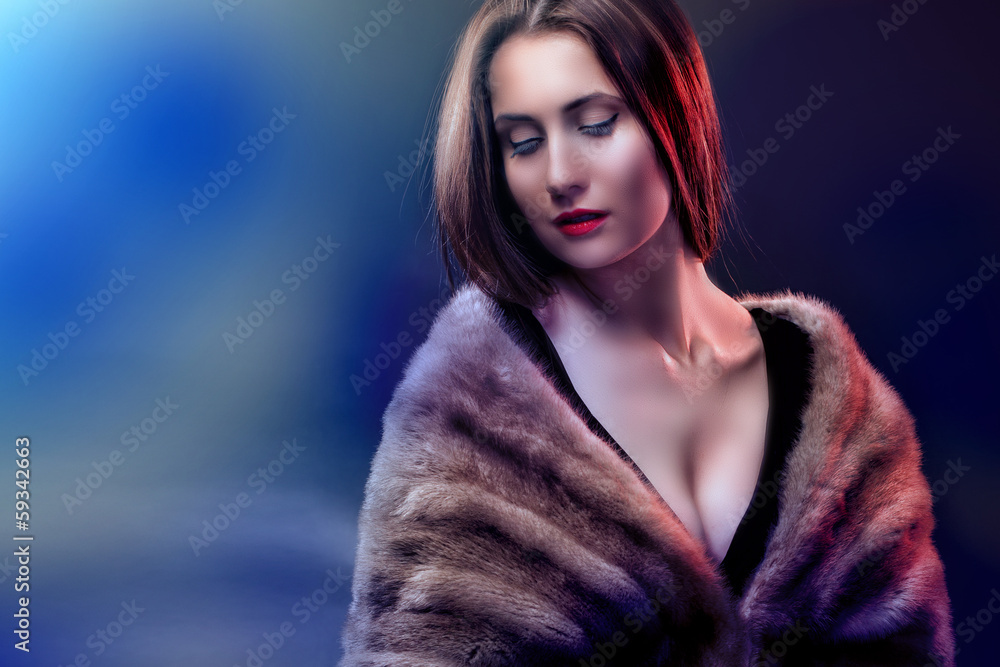 Fashion woman wearing in fur coat Fashion woman wearing in fur coat