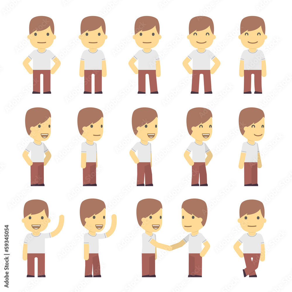 urban character set in different poses. simple flat design. urban character set in different poses. simple flat design.