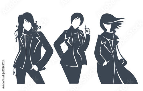 vector collection of attractive and fashionable girl silhouettes