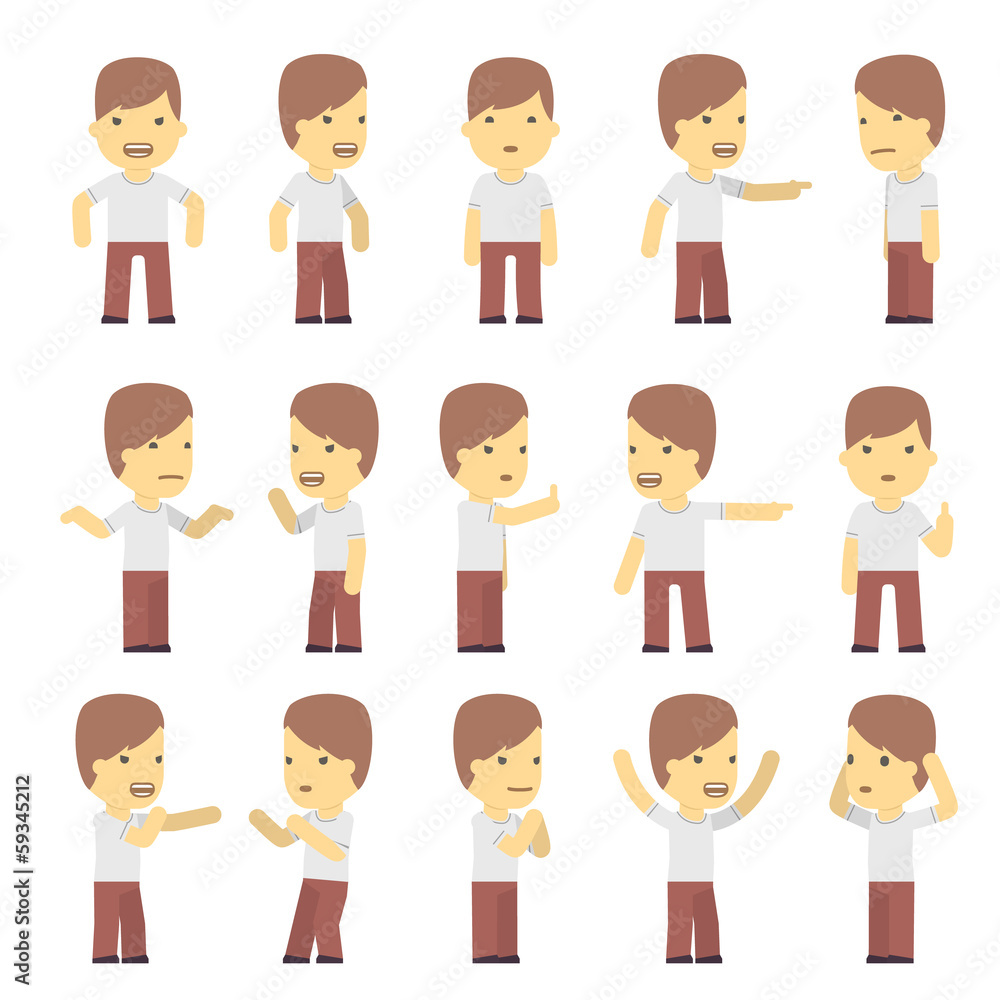 urban character set in different poses. simple flat design. urban character set in different poses. simple flat design.