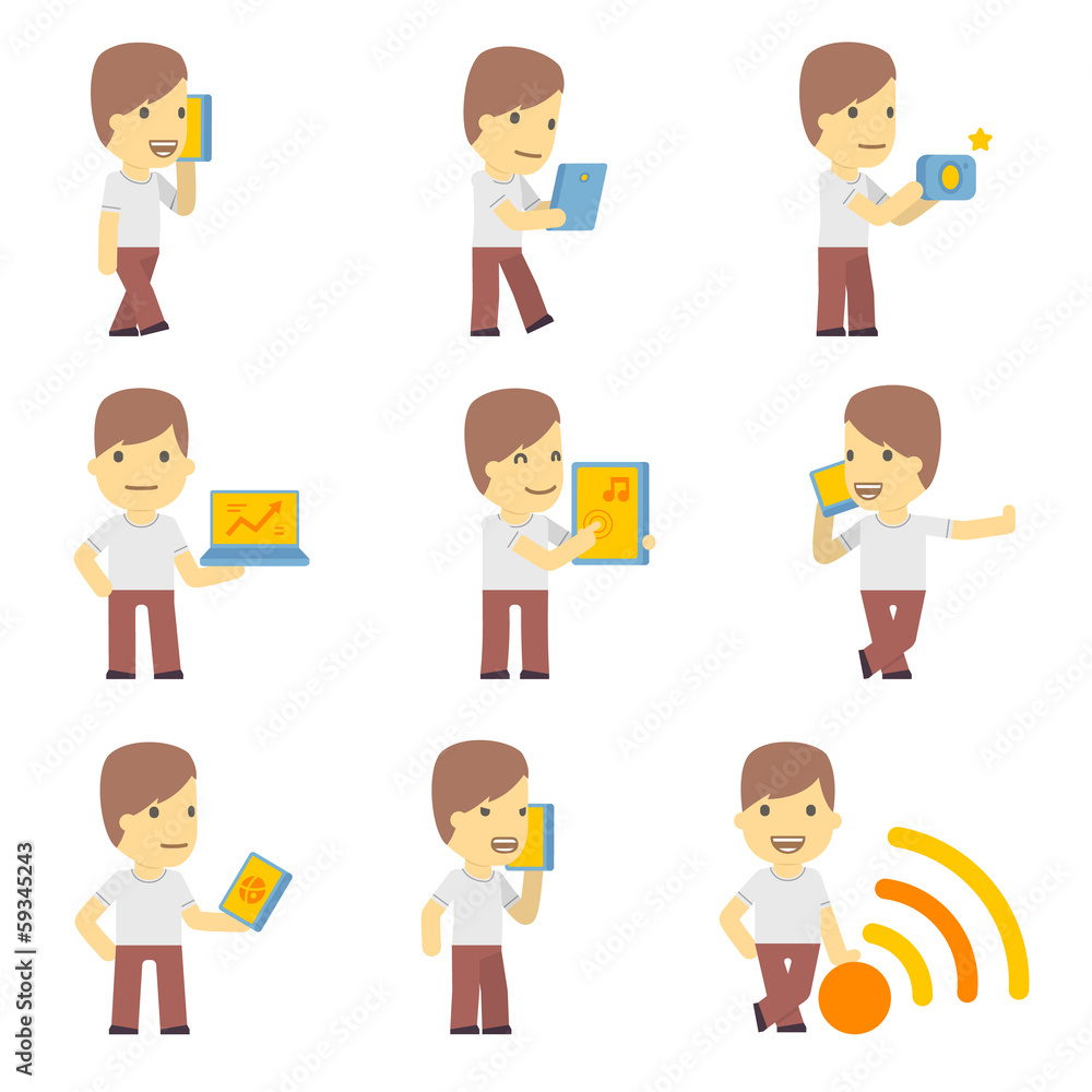 urban character set in different poses. simple flat design. urban character set in different poses. simple flat design.