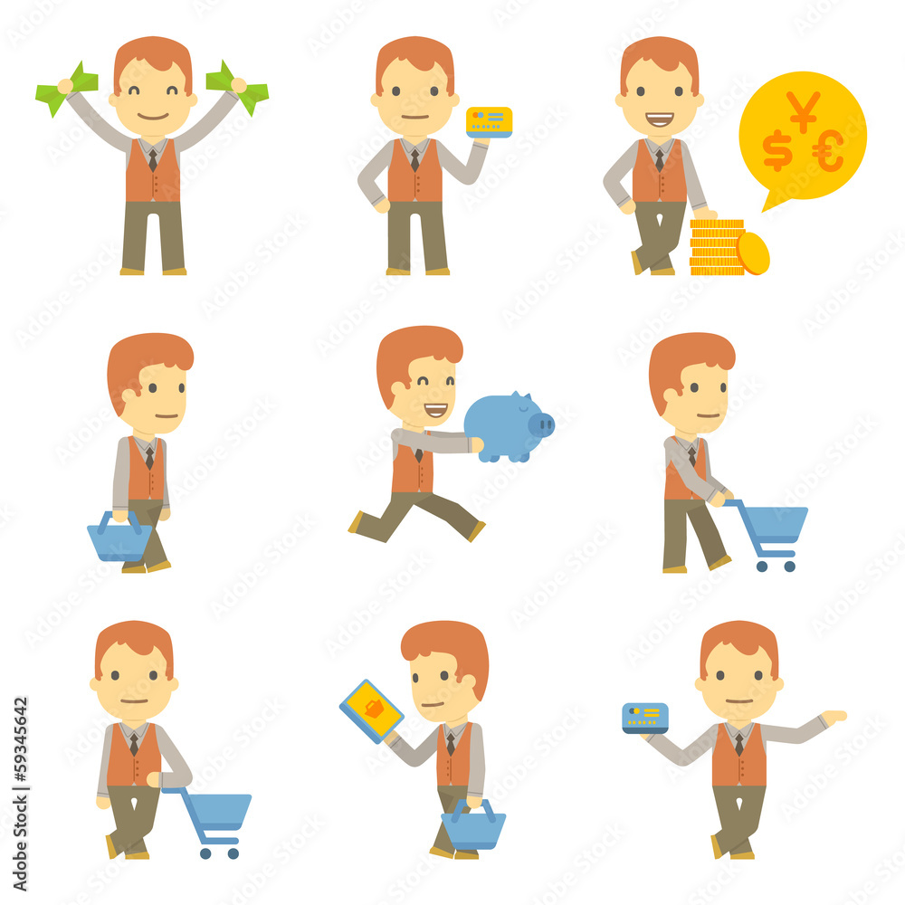 urban character set in different poses. simple flat design. urban character set in different poses. simple flat design.