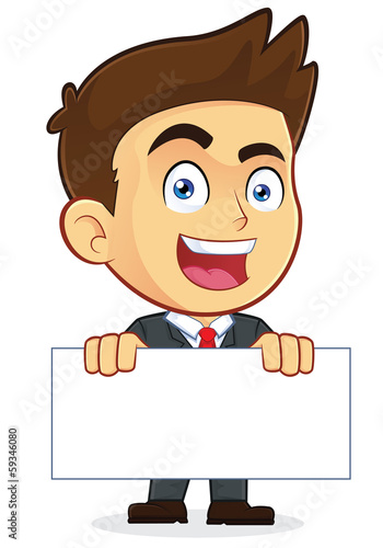 Businessman Holding a Blank Sign