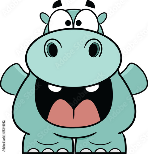 Hooray Blue Hippo Cartoon