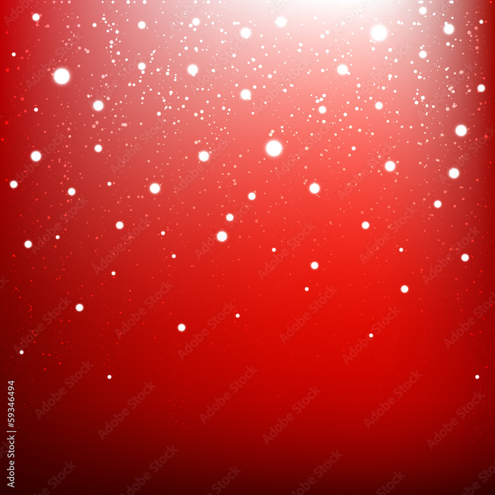 Fototapeta premium Red Christmas background with snow