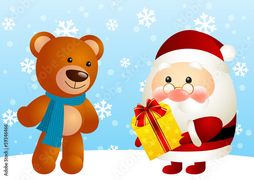 Funny Santa and cute bear