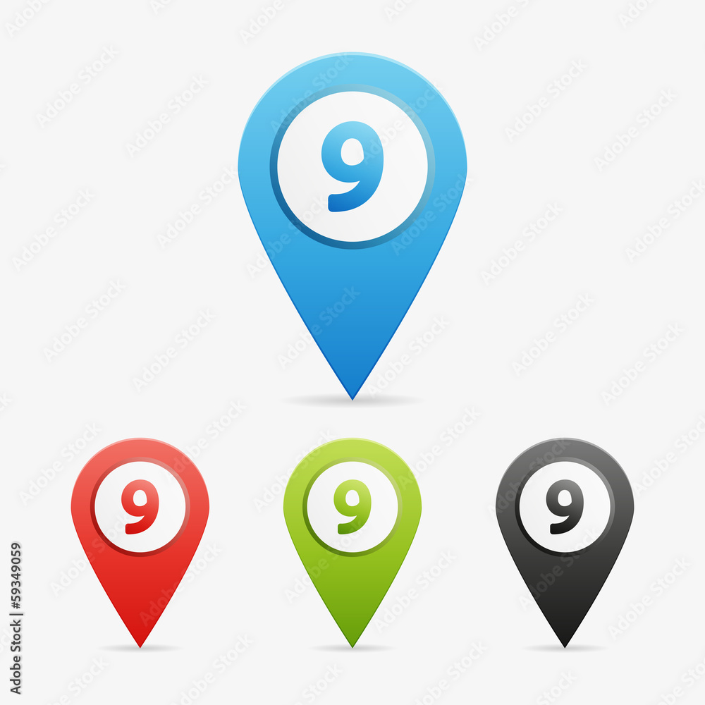 Vector letter and number pointers Vector letter and number pointers