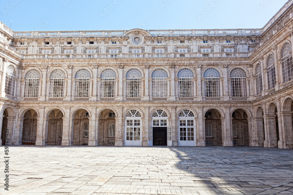Courtyard of the Royal palace in Madrid, Spain
