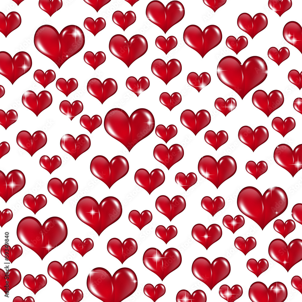 Many Red Valentine Hearts on White Background Many Red Valentine Hearts on White Background