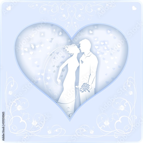 Postcard with a picture of the bride and groom