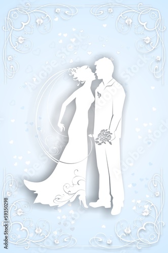 Postcard with a picture of the bride and groom
