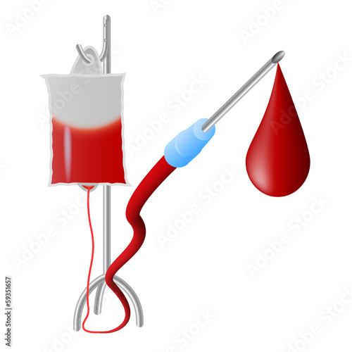 Medical concept - Drop blood flowing needle