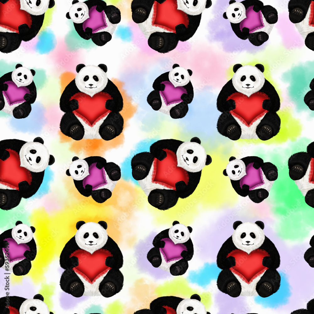 Seamless pattern with panda