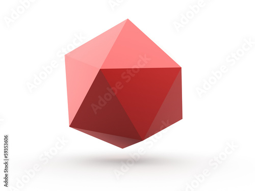 Red polygonal sphere element isolated