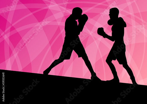 Boxing active young men box sport silhouettes vector abstract ba
