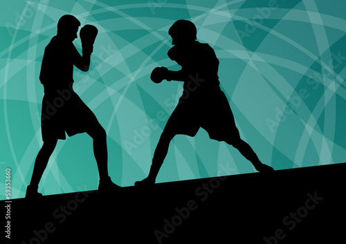 Boxing active young men box sport silhouettes vector abstract ba