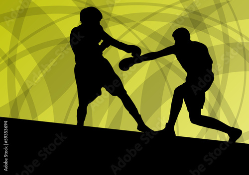 Boxing active young men box sport silhouettes vector abstract ba