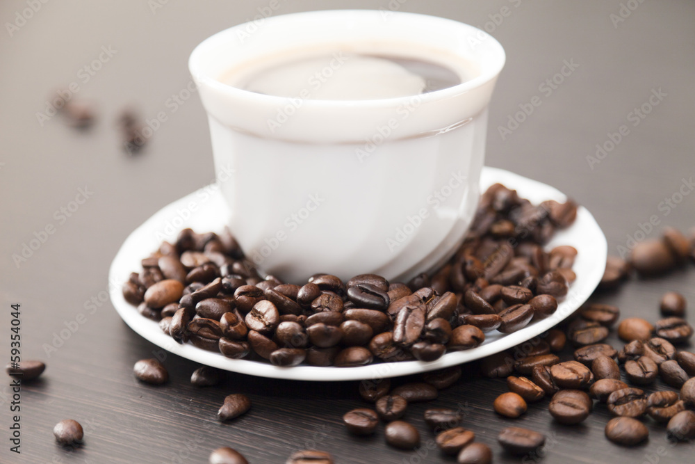 Coffee grains on a table Coffee grains on a table