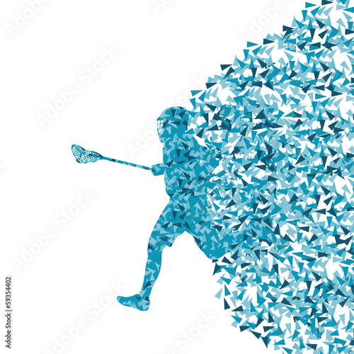 Lacrosse player vector background abstract concept made of trian