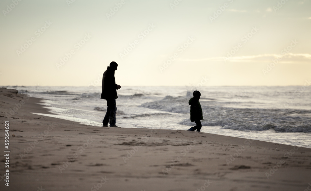 Autumn walk on a beach