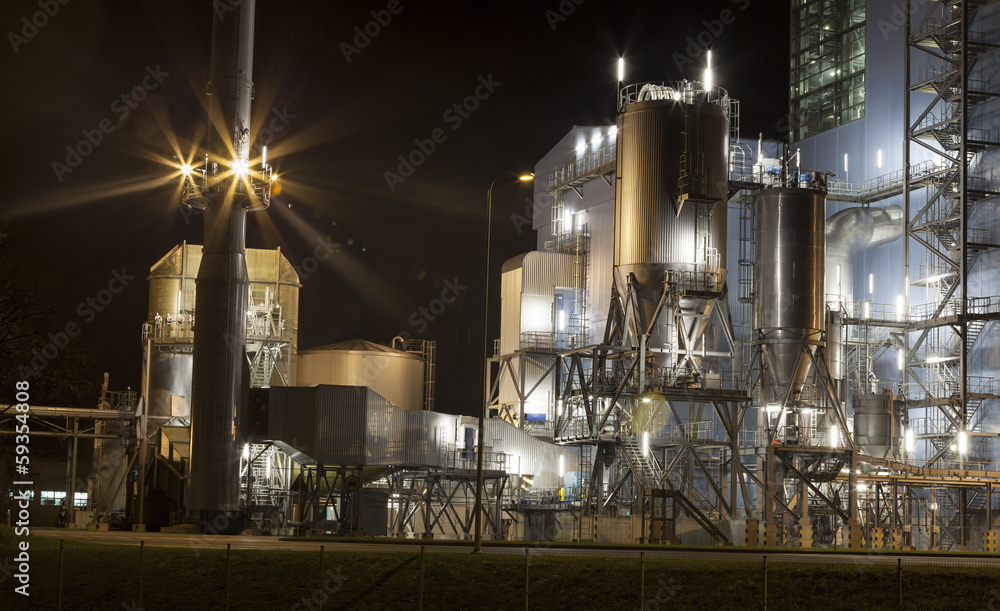 Power plant by night