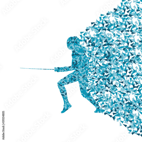 Fencing woman sport silhouette vector background concept made of