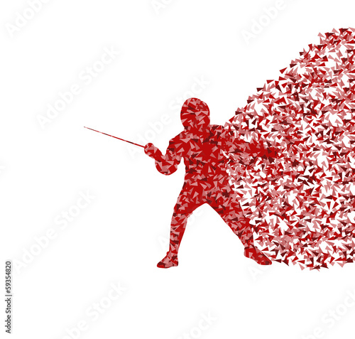 Fencing man sport silhouette vector background concept made of f