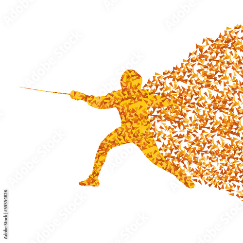 Fencing man sport silhouette vector background concept made of f