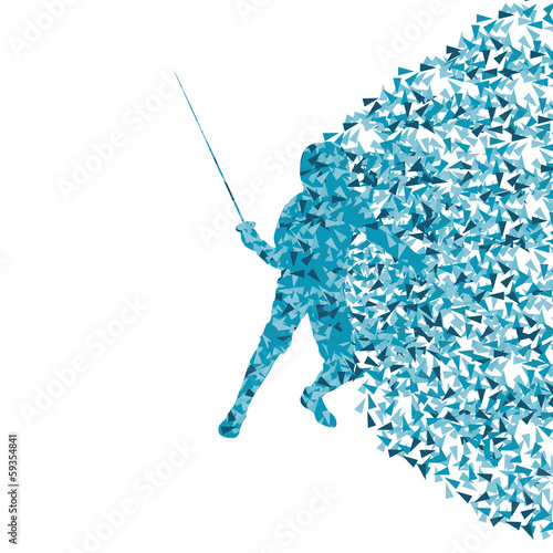 Fencing man sport silhouette vector background concept made of f