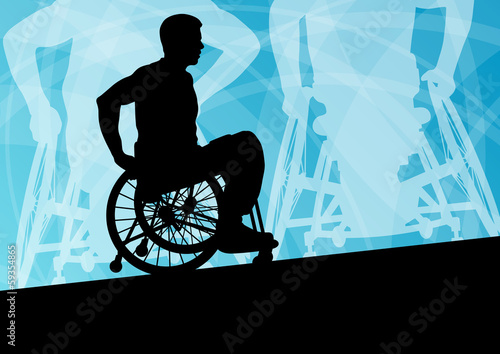 Active disabled young men on a wheelchair detailed sport concept