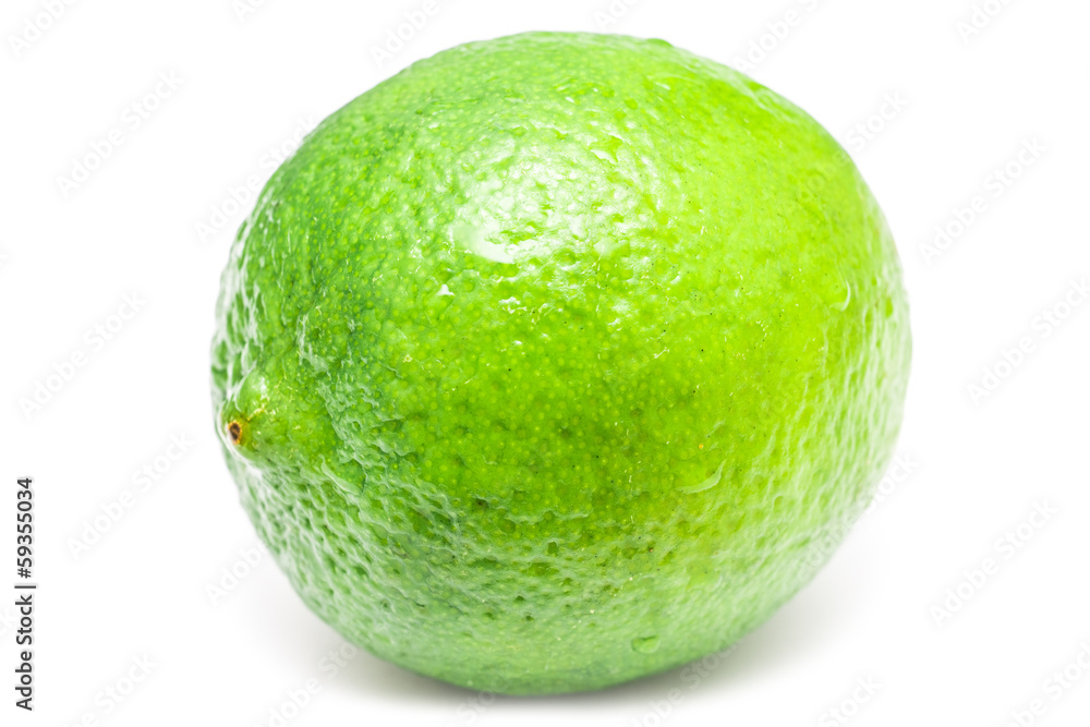 Green Lime Fruit Closeup On White Background Green Lime Fruit Closeup On White Background