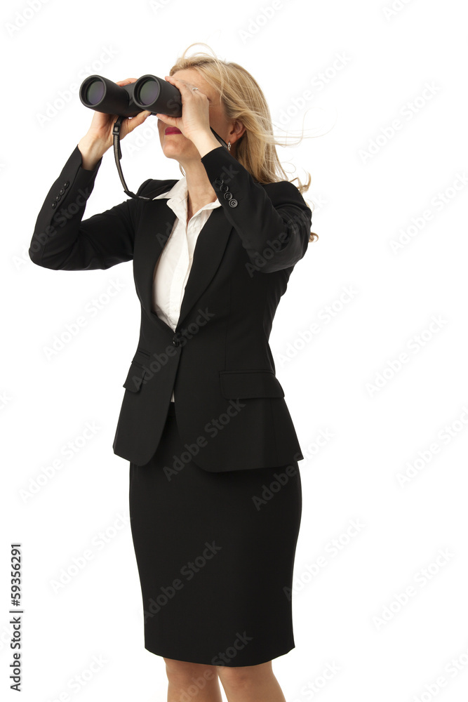 Businessfrau mit Fernglas Businessfrau mit Fernglas