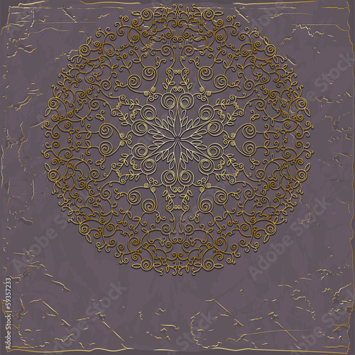 Round lace pattern on gray vintage background