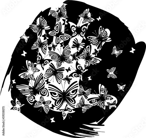 Palm and butterflies II